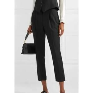 Nili Lotan 0 Pleated Wool $575 Montana Dress Pants Slouchy Cropped Black NWT!